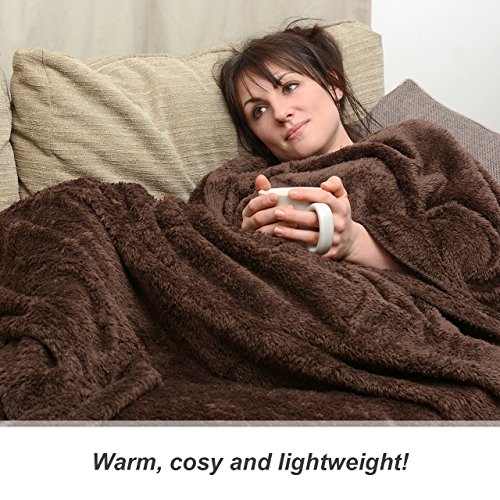 Genuine Snug Rug Luxury Decke Sherpa Werfen Warm Fleece Decke – Schokolade - 4