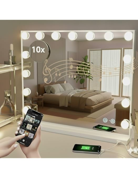 Hollywood Spiegel - Wit - 58x46 cm - Dimbaar LED
