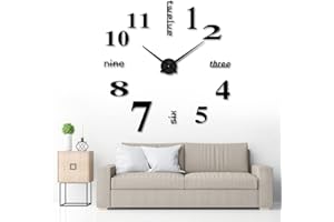 iKALULA DIY Orologio da Parete, Orologio da Parete Adesivo DIY 3D Wall Design Moderno Orologi da Parete in Acrilico per Decorazione Murale Home Office Decor (Nero)