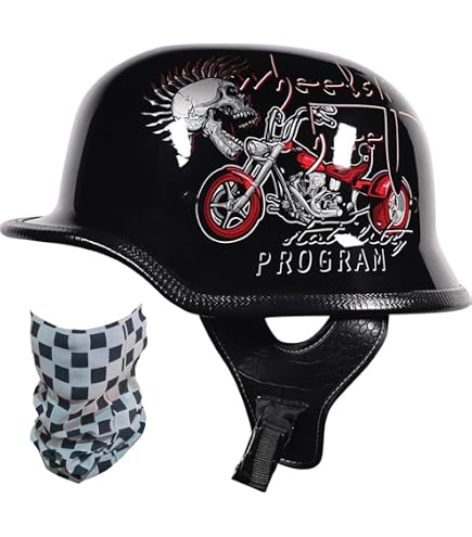 Vintage German-Style Motorcycle Half Helmet ECE 22.06 Approved