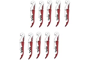 MADEHAY Kellnermesser Edelstahl, 68g Heavy Duty Edelstahl Wine Key,Korkenzieher Weinöffner mit (rot/10 Stück)