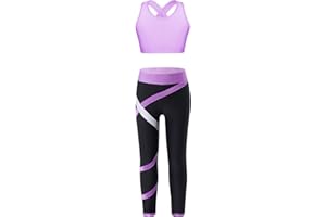 TiaoBug Conjunto de Chándal Verano para Niñas Tanks Top de Deportivo y Leggings Pantalones Largos de Elásticos Ropa de Deporte Danza Gimnasia