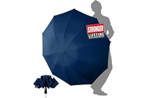 Chakipee Paraguas Plegable Antiviento Grande - Viento Invertido Automatico Azul Mujeres y Hombres Grandes - xxl Resistente al Prueba de Viento Compacto con 10 Varillas 210T