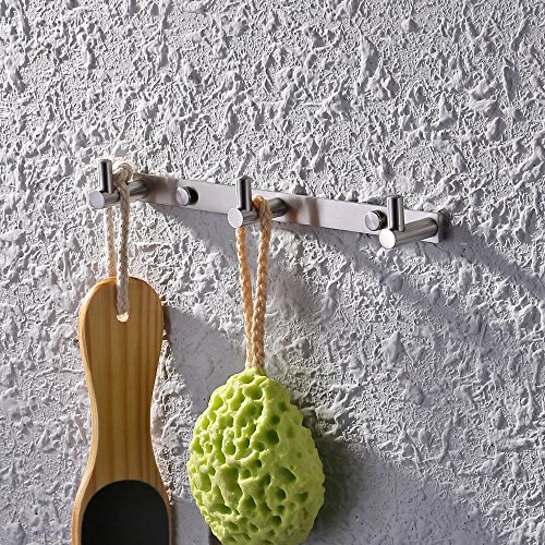 KES SUS304 Edelstahl Haken Haken Rackschiene mit 3 Haken Wandhalterung, Gebürstet - 2