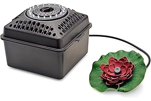 AQUANIQUE Aérateur de bassin subaquatique UA 1200 LED, pompe à oxygène avec lumière | débit de 1200 l/h | filtre avec éponge filtrante et roche filtrante
