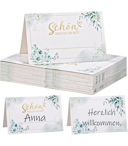 Uposao 50 Stück Tischkarten Hochzeit,Hohle Rose Blumen Platzkarten