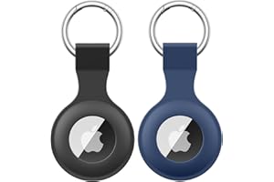 Oumida 2 Pièces Étuis pour Apple AirTag 2021, Coque de Protection pour Airtag avec Porte Clés, Léger et Anti-Rayures, Noir+Bleu
