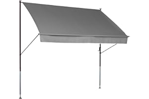 ANGERER FREIZEITMÖBEL GMBH Angerer Klemmmarkise Style mit Handkurbel, Terrasse/Balkon, einfache Montage ohne Bohren, Made in Germany, hochwertiger Stoff, UV-beständig, höhenverstellbar, wasserabweisend, 400 cm Hellgrau