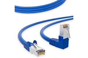 HB Digital Netzwerkkabel LAN Kabel 90° Winkel RJ45 Stecker 3m 300cm cat 6 blau Kupfer Profi S/FTP PIMF LSZH cat. 6 Cat6 AWG 27/7 RJ45 Port Ethernet Netzwerk AWG27 Patchcable