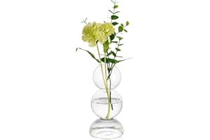 Hewory Petit vase en verre transparent pour fleurs, vase simple coloré pour salon, chambre à coucher, décoration d'intérieur