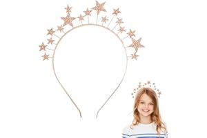 ACTIMED Rhinestone Star Headband, Shiny Rose Gold Headpiece, Elegant Star Crown & Halo Crown for Bridal & Party Hairdos, Women & Girls Hair Accessories(Rose Gold).