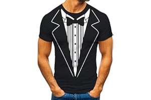 BOTCAM Divertente maglietta da uomo finto due smoking cravatta tuxedo, stampa funshirt estiva classica scollo a maniche corte, maglietta slim fit, maglietta da corsa