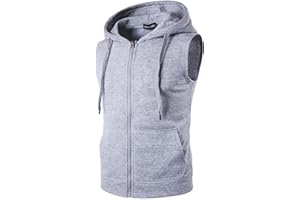 GENERIC Chemise courte pour homme - Printemps été - Décontractée - Sport - Couleur unie - Sans manches - Fermeture éclair - Sweat à capuche - Poche ample - Noir - Pour homme