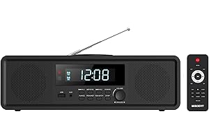 WISCENT ALL-IN-ONE Compact Home CD Stereo System, Radio CD Player with Bluetooth, FM Radio, Digital Clock,Aux-in, USB-MP3 Playback, 20W Speakers Hifi System for Home (Black)