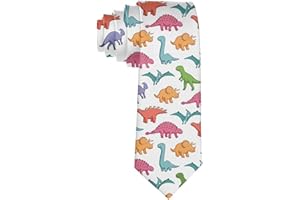 COLORFULSKY Herrenmode Krawatte Niedliche Dinosaurier Krawatte Einheitsgröße Krawatte