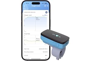 ViATOM Oxymètre de Doigt de Sommeil, Saturometre Oxymetre Professionnel de Alerte Oxygène/Fréquence Cardiaque, Oxymètre de Pouls Avec Bluetooth APP