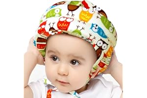 IULONEE Baby Helm Kopfschutz Kleinkind Schutzhut Baumwolle Verstellbarer Sicherheitshelm(Eule Gelb)