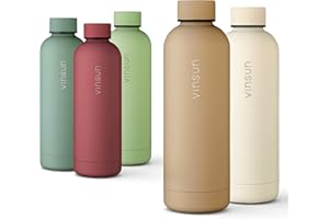 Vinsun butelka termiczna 500ml beżowy - szczelna, do wody gazowanej, bez BPA, stal nierdzewna - termos na wodę, herbatę lub kawę - dla dzieci i dorosłych
