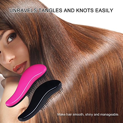 almondcy Detangling Brush Set (Pink & Schwarz) – Effektive Detangler Haarbürste für Frauen, Mädchen, Herren und boys-use wie Kamm oder Haar brush-use in dünnes, dickes, lockiges, gerade, nasses, trockenes Haar, pink&black - 5