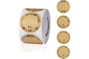ZTVOWTO 500 Piezas Etiquetas Adhesivas Personalizadas,Etiquetas Autoadhesivas,Kraft Round Etiquetas Tela Adhesivas para Jam Tubes,Botellas,Productos Horneados,Regalos,Sobres (marrón-1)