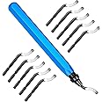 DIYLAND Deburring Tool Set, Metal Handle Hand Deburrer with 10 BS1010 Replacement Blades, 360° Rotating, for Plastic, 3D Printing, Metal, Aluminium, PVC, Steel