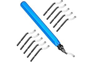 DIYLAND Entgrater Werkzeug, Metallgriff Handentgrater mit 10 BS1010 Stück Ersatzklingen, 360° Rotierender, für Kunststoff, 3D Druck, Metall, Aluminium, PVC, Stahl