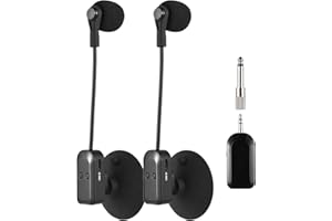 Btuty 2,4G Micrófono Inalámbrico para Instrumentos con Ventosa Desmontable, Altavoces de Acordeón, Amplificador de Voz, Micrófono de Reducción de Ruido en Vivo, Rango de 130 pies (con 2 Micrófonos)
