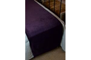McAlister Textiles Soft Velvet Aubergine Purple Bed Runner For Single Double & King Size Beds - 50x240cm - 20x94 Inches Matt Velvet Range