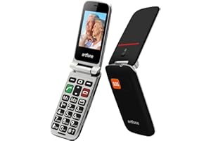 artfone Téléphone Portable Senior Débloqué Clapet avec Grandes Touches CF241A Bouton SOS Écran de 2,4 Pouces, Caméra, Radio FM, Haut-Parleur de Boîte, Torche, Batterie 1000mAh, Facile à Utiliser Noir