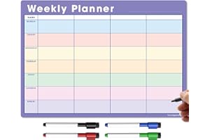THE MAGNET SHOP TMS Magnetic Weekly Planner and Organiser A4 | Fully Customisable Whiteboard for Family or Business Tasks and Meal Planning | with 4 Free Magnetic Dry Wipe Pen