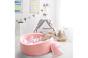 Triclicks Soft Ball Pit Pool 90x30cm/200 Balls Baby Memory Foam Ball Pool Pit For Baby Toddler Kids Boys Girls Indoor & Outdoor (Pink Pool: Pink/White/Transparent Ball)