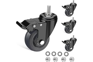 IQWTU 75mm Ruote per Carrello con Perno Filettato M10 x 1,5 x 30 mm, Set di 4 Rotelle per Mobili con Freno, Cuscinetti Doppi Ruote Girevoli a 360°, Rotelle per Carrelli Pesanti Fino 400kg