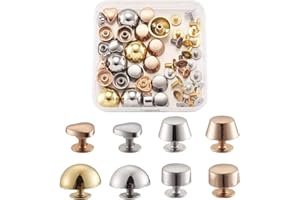 Cheriswelry 32Sets Purse Handbag Feet Nailhead Flat Stud 3 Colors Screw-Back Spike Metal Cone Studs Rivet Brads for DIY Leather Craft