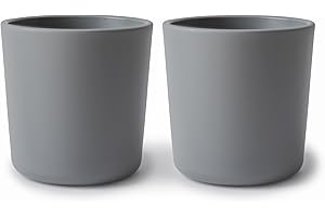 mushie 2 x Drinking Cups for Children, Made in Denmark, BPA-Free and Dishwasher Safe, Safe, High-Quality & Durable First Equipment for Toddlers, Boys and Girls, (Smoke)