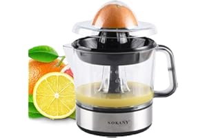 ‎SOKANY SOKANY Elektrische Zitruspresse mit 2 Drehrichtungen Orangenpresse Saftpresse Fruchtpresse (Schwarz 0,7L)