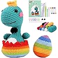 PATPAT® Crochet Kit - Complete DIY Rainbow Dinosaur & Egg Toy Crafting Set, Beginner-Friendly with Tools, Materials & Instructions, Ideal Gift for Creative Kids & Adults, Artistic Home Decor