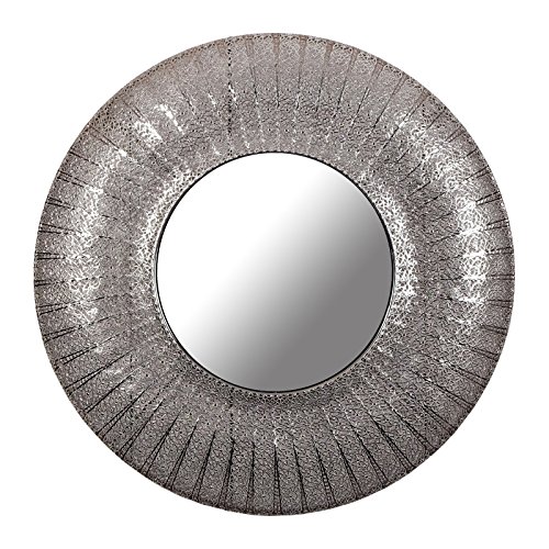 RUNDER METALL WANDSPIEGEL "MARY" | 78 cm, silber | Spiegel mit Rahmen, Wanddekoration