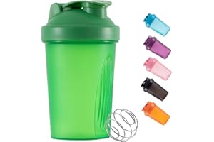 DDSHUN Shaker Flasche für Proteinpulver Gemischte Kunststoff Workout Wasserflasche 400ml mit Mixball Anti-Leak Cap Shaker Cups für Fitness Sport Gym Supplement Trinkflaschen (Grün)
