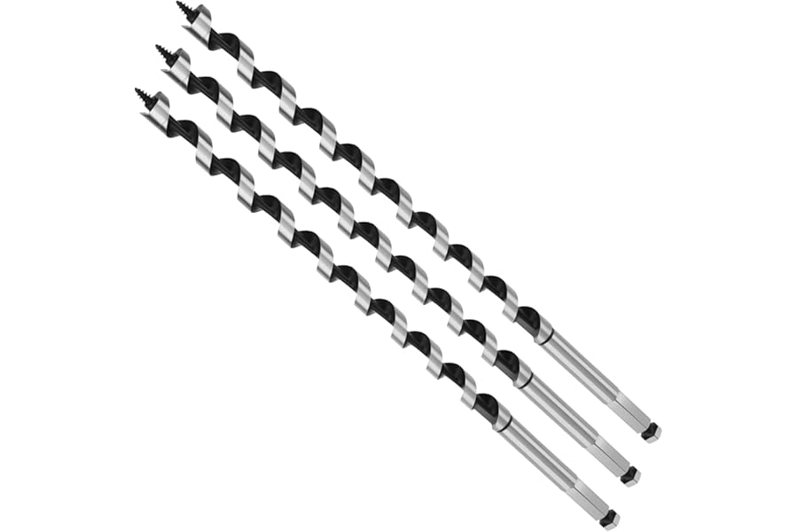 MOXPIFY Wood Auger Drill Bits, 3pcs 12mm Timber Drill Bits 300mm Long Hex Shank, Extra Long Drill Bits Wood For Woodworking (3pcs x 12mm x 300mm)