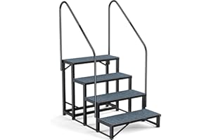 FUMINGPAL RV Steps Spa Stufen mit Handlauf - 4 Stufen Whirlpool Stufen Anhänger Stufen Mobilheim Treppen für 5. Rad RV, Anhänger, Whirlpool, Pool, Veranda mit rutschfesten Matten