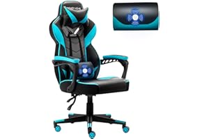 Bonzy Home Racing Gaming Chair for Adults with Massage, Ergonomic Video Game Chair Reclining Gamer Chair with Swivel Computer Chairs Height Adjustable for Kids Boys Girls Teens, Blue