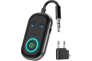 ORIA Adaptador Bluetooth Aux, 2 en 1 Transmisor Receptor Bluetooth 5.3, Receptor de Audio con Conexión Dual, Reducción de Ruido CVC, Adaptador de Audio de Carga Tipo C para Avión, TV, Auriculares