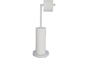 KOOK TIME portarrollos para Papel higiénico de pie - Metal Lacado Blanco - Dia. 18 cm v Al. 56 cm - Soporte Papel higiénico para Cuartos de baño. Accesorio de baño Blanco.