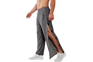 PINSPARK Męskie spodnie do biegania, długie, sportowe, bawełniane, dresowe, rehabilitacyjne, z bocznymi zapięciami na rzepy, z kieszeniami