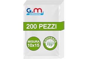 G.M. DISTRIBUZIONE GM 200 Sacchetti Sottovuoto Goffrati per Alimenti, Misura 10x15 cm per Tutte le Macchine Sottovuoto, Buste Sottovuoto per Conservazione Alimenti e Cottura Senza BPA