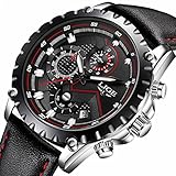SUNWH Herren Uhr Analog Quarz mit Leder Armband S-FDS5
