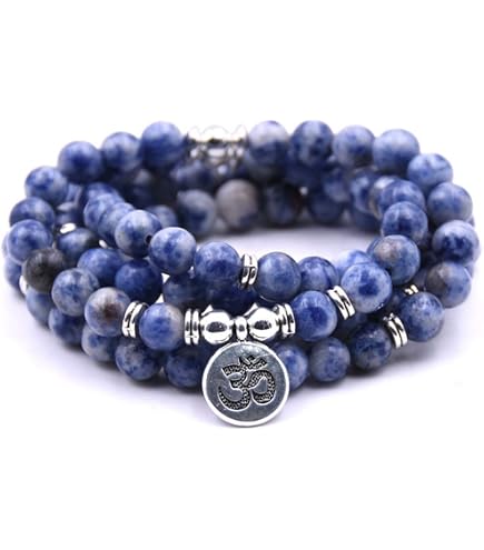 PH PandaHall Collana Mala 108 Perle 8mm Con Pietre Naturali Dei 7 Chakra E Pendente Albero Della Vita