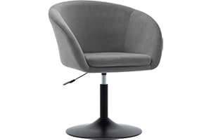 ‎DUHOME Duhome Schminkstuhl Höhenverstellbar, Lounge Sessel aus Samt Drehbar Cocktailsessel Drehstuhl mit Armlehne für Wohnzimmer Esszimmer Schlafzimmer, Grau