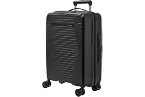 SISET Air Nova - Maleta de Cabina Expandible (55x40x23/26cm), Fabricada en Polipropileno, 4 Ruedas Dobles Silenciosas, Cerradura con Combinación TSA. (Pequeña), (52L), (2.7kg), (Negra).