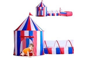 VANWARD Pop Up Play Tent for Kids, Indoor Outdoor Kids Playhouse with Basketball Hoop and Ball Pit, Portable Baby Ball Pit Perfect for Fun Activities (Circus Spectacle)